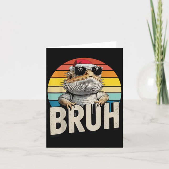 Bearded Dragon Santa Bruh Retro Lizard B Kort (Framsida)