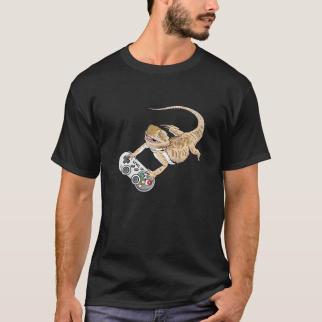 Bearded Dragon Spela upp videospel Reptiles Pagona T Shirt (Framsida)
