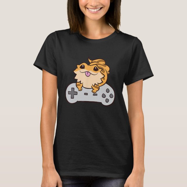 Bearded Dragon Spela videospel Pagona Lizard G T Shirt (Framsida)