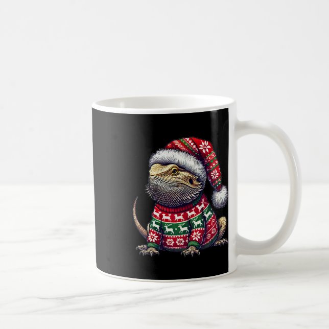 Bearded Dragon Ugly Sweater Santa Hat-julen Kaffemugg (Höger)