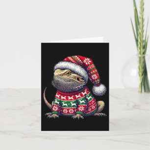 Bearded Dragon Ugly Sweater Santa Hat-julen Kort
