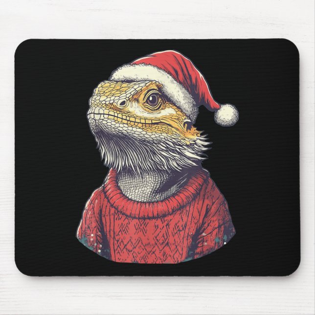Bearded Dragon Ugly Sweater Santa Hat-julen Musmatta (Framsidan)