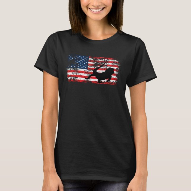 Bearded Dragon USA American Flag 4th of July Lizar T Shirt (Framsida)