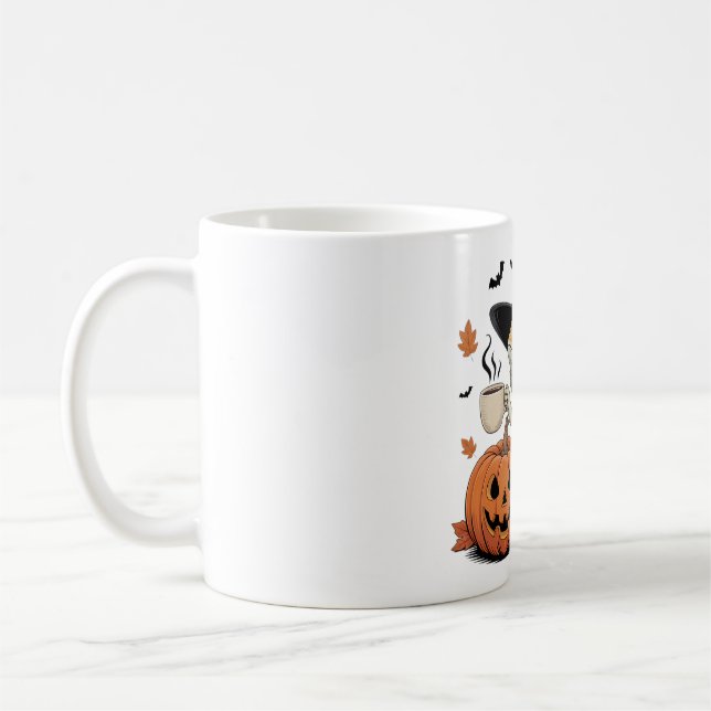Bearded Dragon Witch Halloween Art Kaffemugg (Vänster)