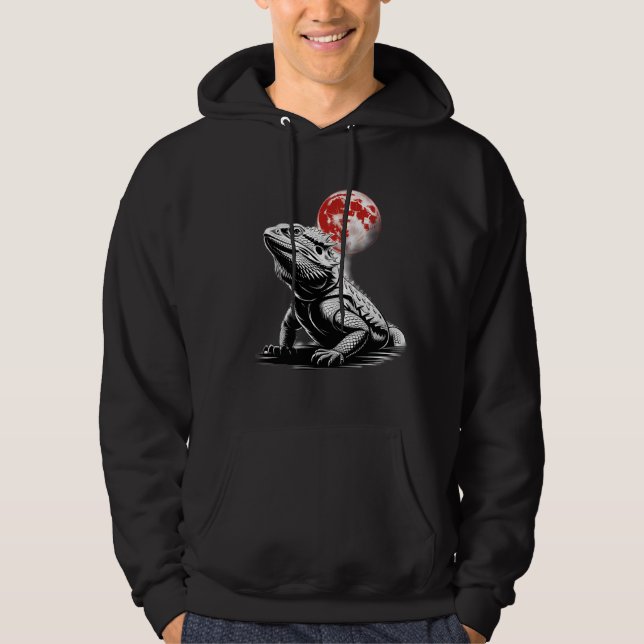 Bearded Dragon with Blood Måne Art Hoodie (Framsida)