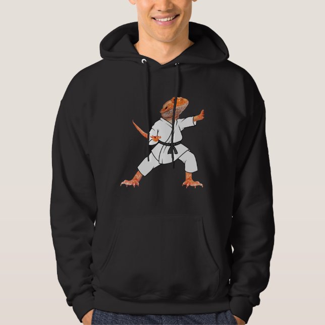 Bearded Dragons Doing Karate Samurai Ninja Lizard Hoodie (Framsida)