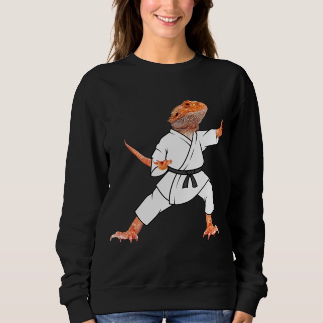 Bearded Dragons Doing Karate Samurai Ninja Lizard T Shirt (Framsida)