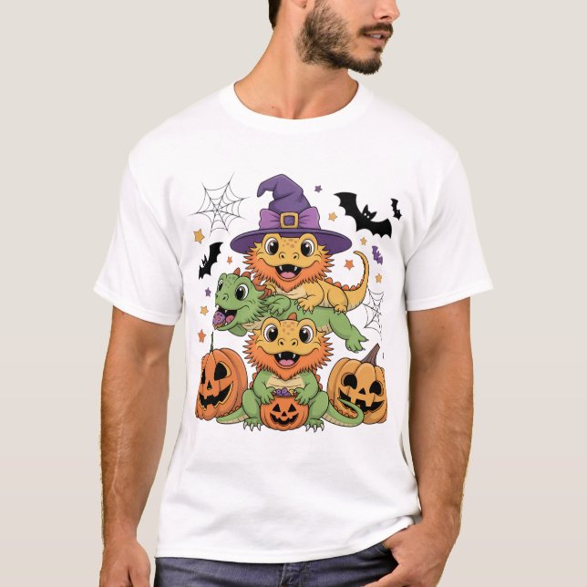 Bearded Dragons Halloween-Roligt T Shirt (Framsida)