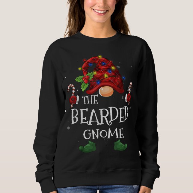 Bearded Elf Buffalo Plaid Christmas Tree Light T Shirt (Framsida)