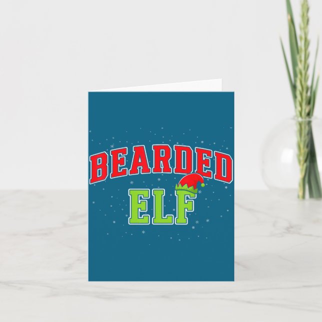 Bearded Elf Christmas Family Matching Group Xmas  Kort (Framsida)