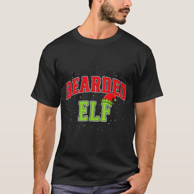 Bearded Elf Christmas Family Matching Group Xmas  T Shirt (Framsida)