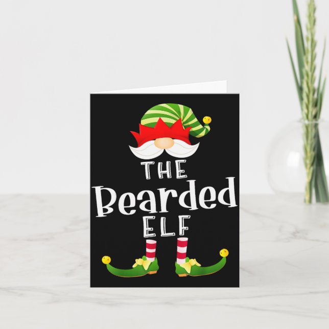 Bearded Elf Group Christmas Funny Pajama Party  Kort (Framsida)