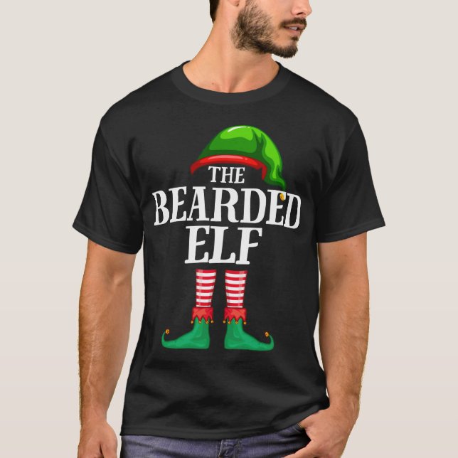 Bearded Elf Matching Family jul Pajama T Shirt (Framsida)