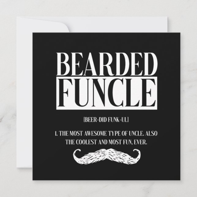 Bearded Funcle Uncle Nephew Niece Godfather Gift Inbjudningar (Framsida)