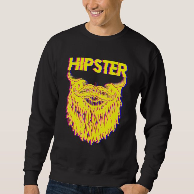 Bearded Hipster Pineapple Freethinker New Age Trav Lång Ärmad Tröja (Framsida)