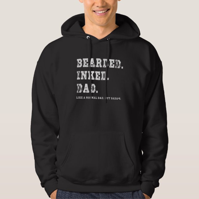 Bearded Inked Dad New Baby Announcement Dad Father Hoodie (Framsida)