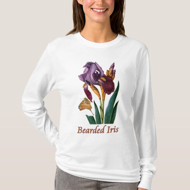 Bearded Iris Flower Tee Shirt (Framsida)