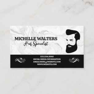 Bearded Man och Hair Stil Marble Visitkort