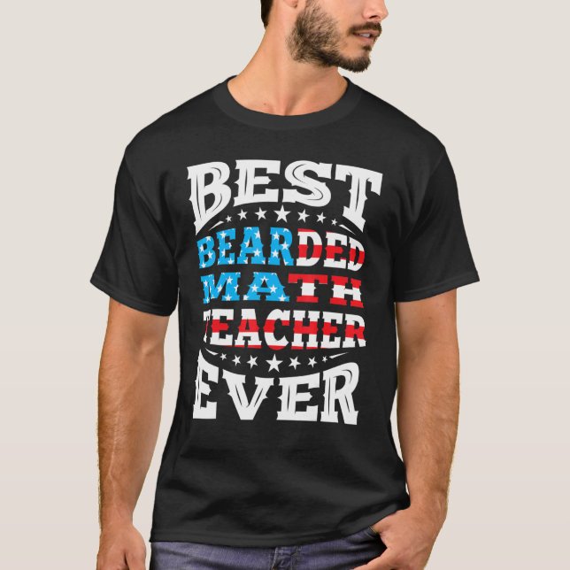 Bearded Math Teacher 4:e fjärde juli USA T Shirt (Framsida)