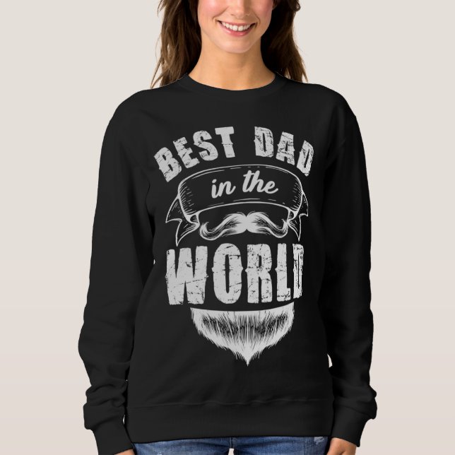 Bearded Papa Moustache Bester Papa for World Fathe T Shirt (Framsida)
