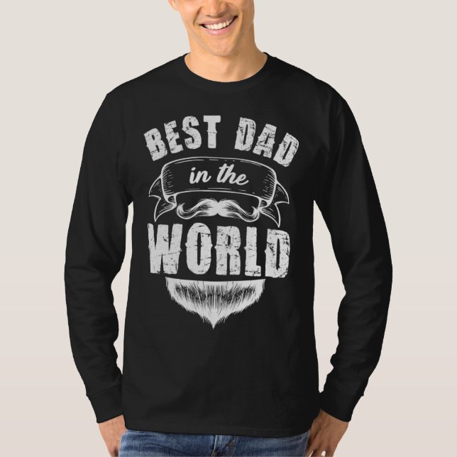 Bearded Papa Moustache Bester Papa for World Fathe T Shirt (Framsida)