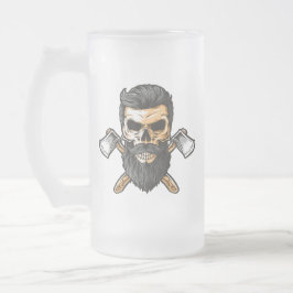 Bearded Skull-korsade axlar i lumberjack Frostat Ölglas