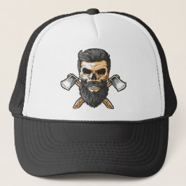 Bearded Skull-korsade axlar i lumberjack Keps