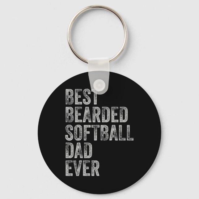 Bearded Softball Pappa Fars dag Nyckelring (Framsida)