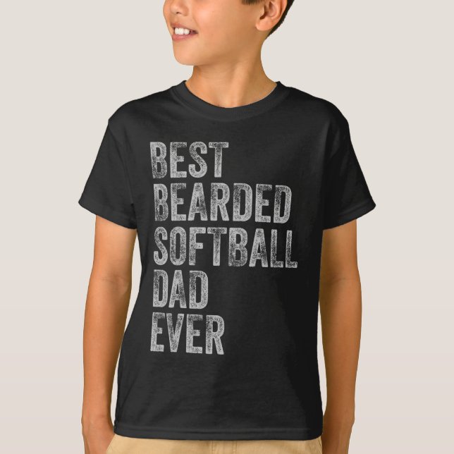 Bearded Softball Pappa Fars dag T Shirt (Framsida)