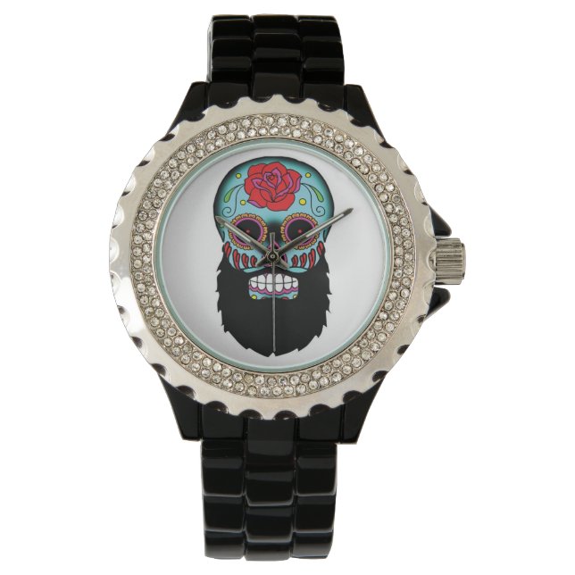 Bearded Sugar Skull Watch Armbandsur (Framsida)