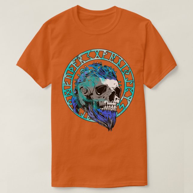 Bearded Vikings Thunder Skull Strong Viking Fläkt T Shirt (Design framsida)