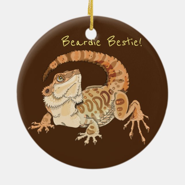 Beardie Bestie! Julgransprydnad Keramik (Baksidan)