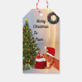 Beardie-Claus - Bearded Dragon Santa Presentetikett