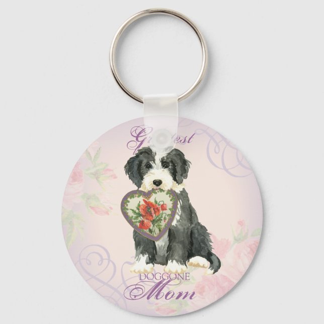 Beardie Heart Mamma Nyckelring (Framsida)