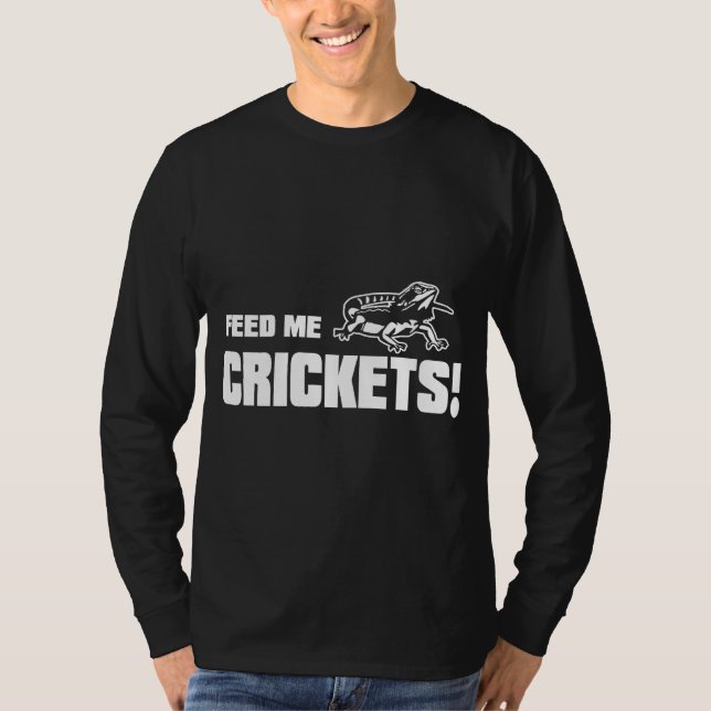 Beardie Matar mig "Cricks Food for Beardie Dragon" T Shirt (Framsida)