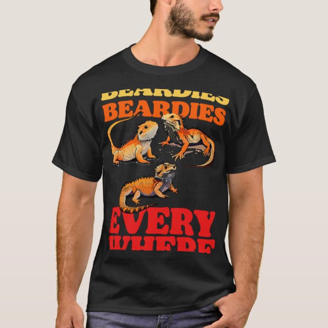 Beardies Beardies Everywhere  Bearded Dragon Pet L T Shirt (Framsida)