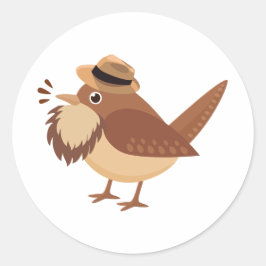 Bearding Bird with Brown Beard Sticker Runt Klistermärke