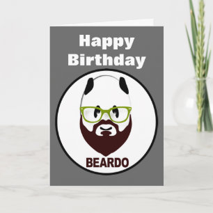 Beardo panda grattis på födelsedagen kort