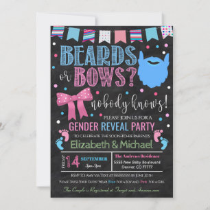 Beards- eller Bows Gender Reveal-inbjudan Inbjudningar