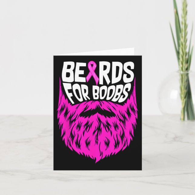 Beards for Breast Breast Cancer Awareness Support Kort (Framsida)