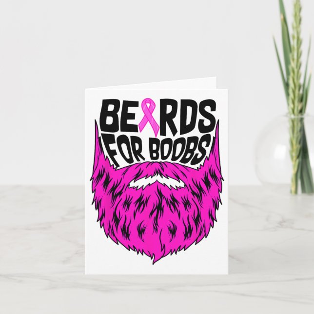 Beards for Breast Breast Cancer Awareness Support Kort (Framsida)