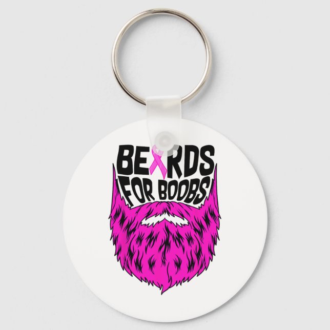 Beards for Breast Breast Cancer Awareness Support Nyckelring (Framsida)