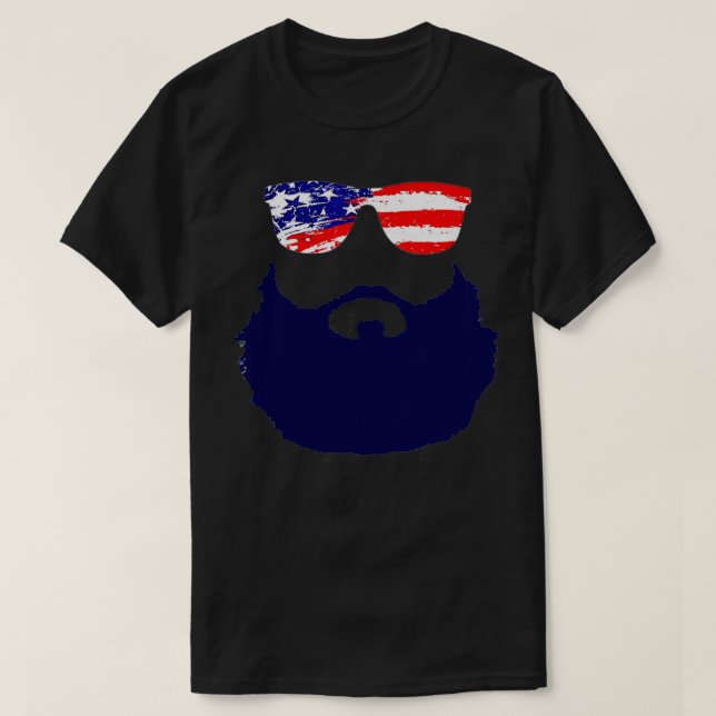 Beards För manar med American Flagga Sunglasses T Shirt (Design framsida)