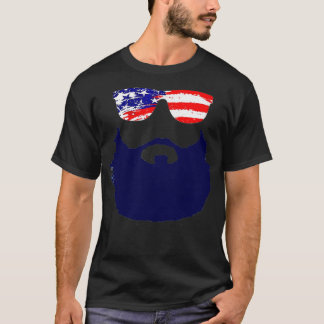 Beards För manar med American Flagga Sunglasses T Shirt