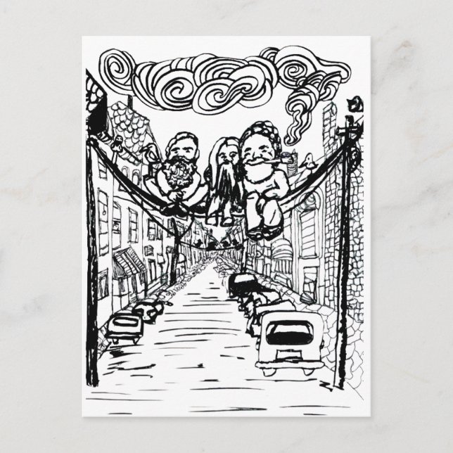 Beards på ett trådnät vykort (Framsida)