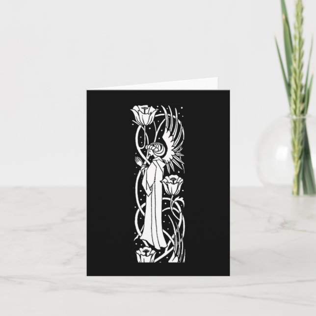 Beardsley Angel & Poppies Note Card Kort (Framsida)