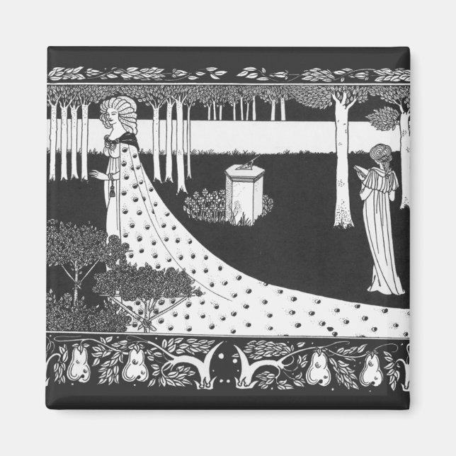 Beardsley Art nouveau Black and White Woman Magnet (Framsidan)