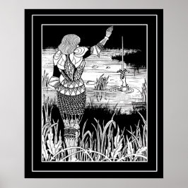 Beardsley Excalibur and Knight Art Poster