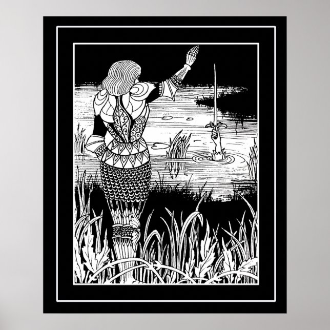 Beardsley Excalibur and Knight Art Poster (Framsidan)