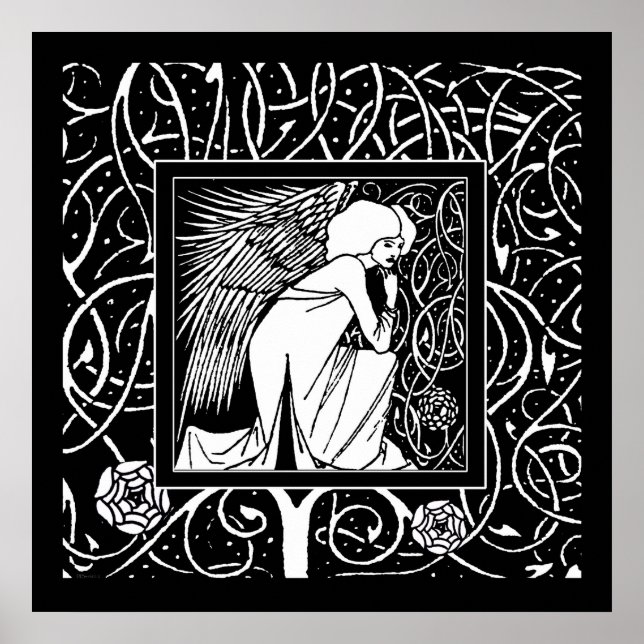 Beardsley Nouveau Angel Poster Skriv ut (Framsidan)